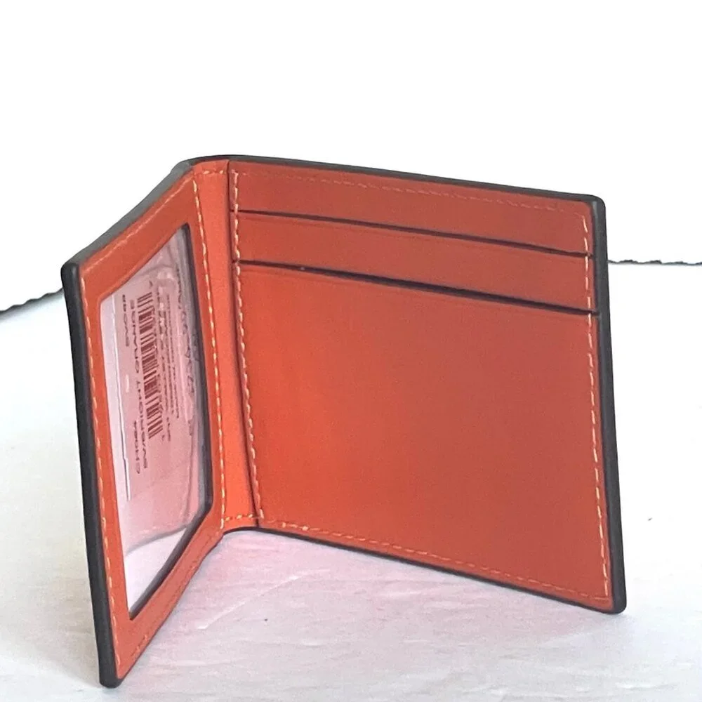 Coach CH084 3 In 1 Wallet Coach Stamp Mens Refined Calf Leather Bright Orange - Picture 5 of 9